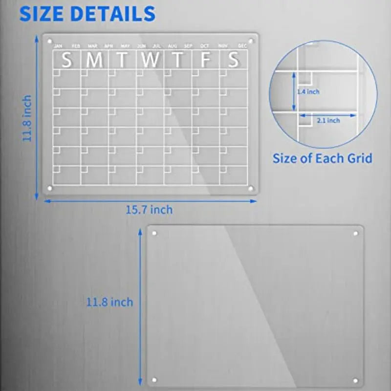 Magnetic Fridge Calendar Clear Acrylic Magnetic Calendar Board Planner Daily Weekly Monthly Schedule Dry Erase Board for Home