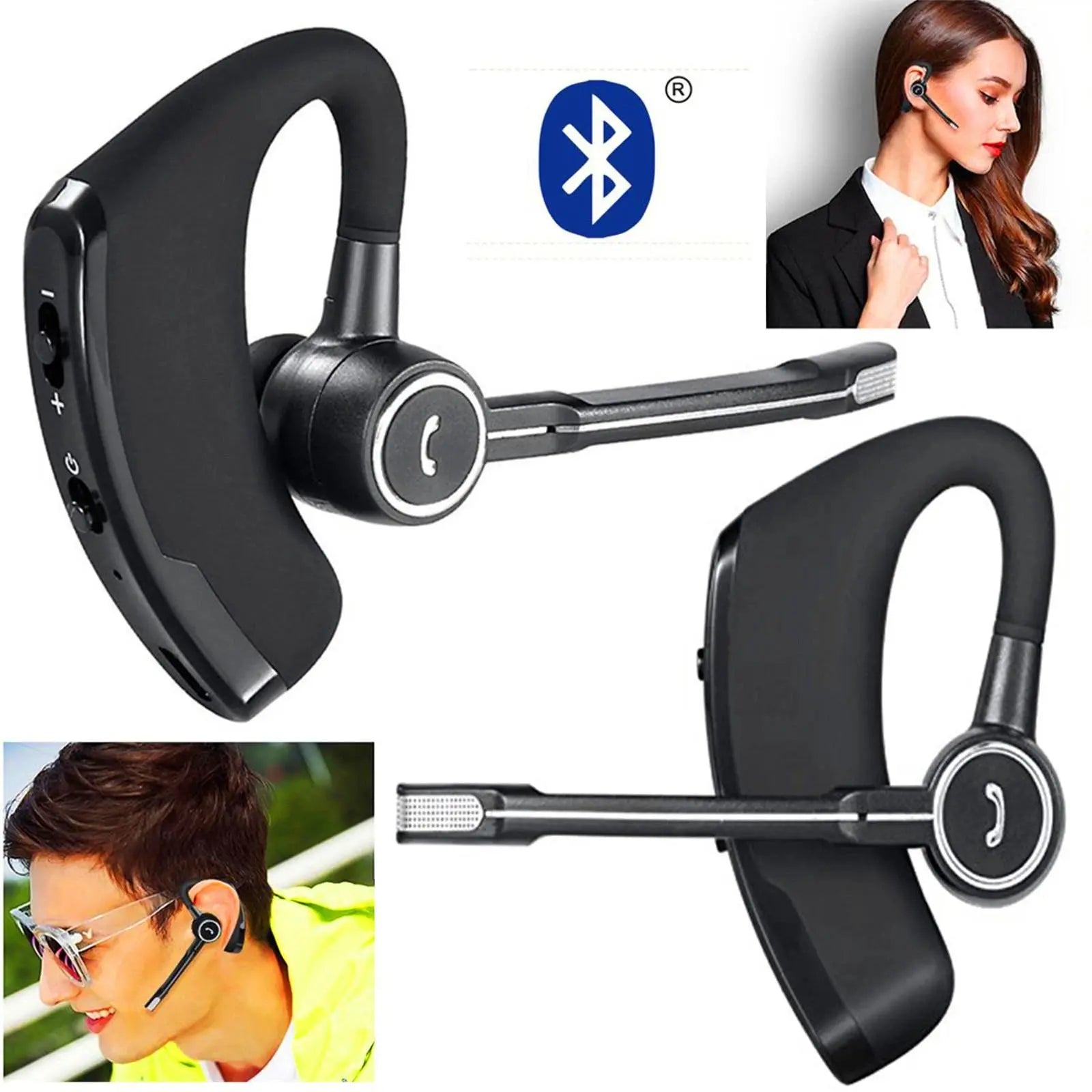 Business Wireless Headset Handsfree Earphones for Both Right Left Ear for Android 