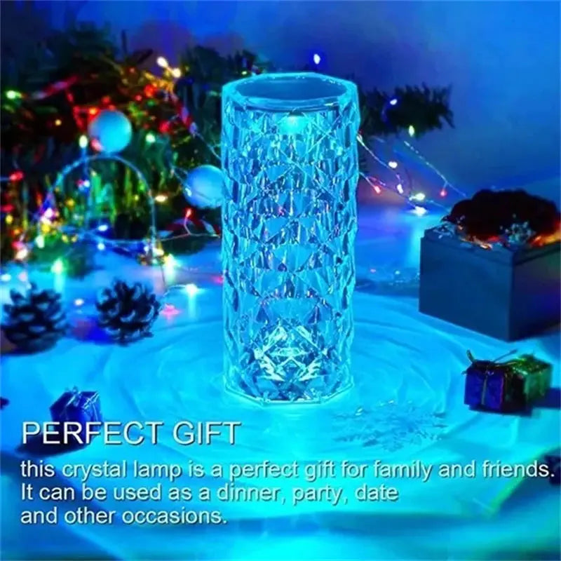 3/16 Colors LED Crystal Table Lamp Rose Light Projector Touch Romantic Diamond Atmosphere Light USB LED Night Light for Bedroom