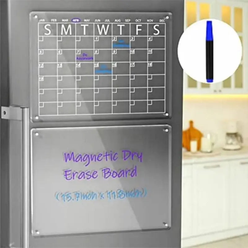 Magnetic Fridge Calendar Clear Acrylic Magnetic Calendar Board Planner Daily Weekly Monthly Schedule Dry Erase Board for Home