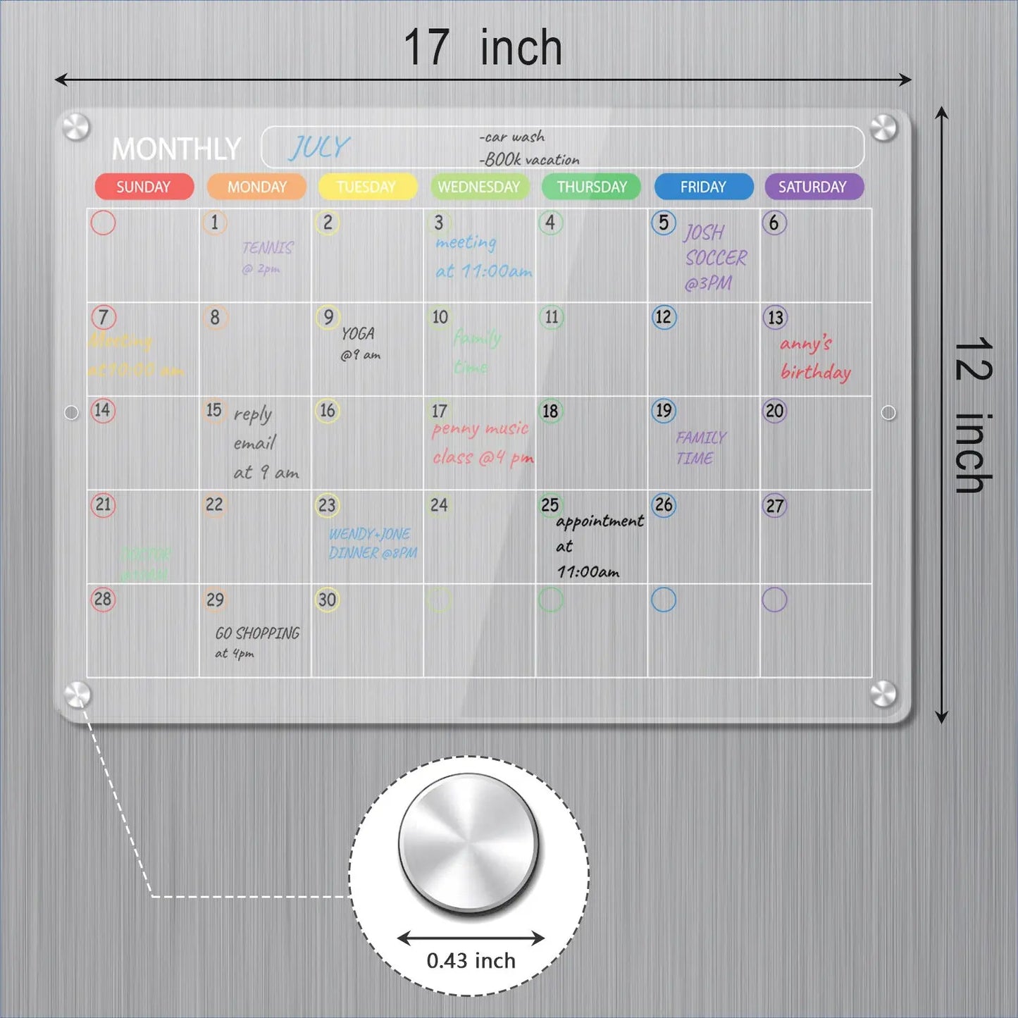 Magnetic Fridge Calendar Clear Acrylic Magnetic Calendar Board Planner Daily Weekly Monthly Schedule Dry Erase Board for Home