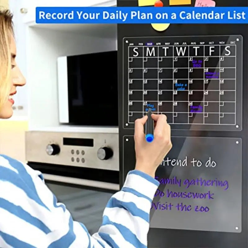 Magnetic Fridge Calendar Clear Acrylic Magnetic Calendar Board Planner Daily Weekly Monthly Schedule Dry Erase Board for Home